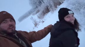 Outdoor Girl Almost Caught getting Dick Hard in the Snow