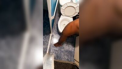 boy in bathroom jerking off during quarantine/hot black guy skater stroking HUGE COCK in bathroom