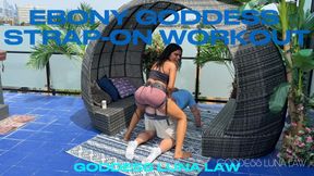 Ebony Goddess Strap-on Workout - Outdoor pegging