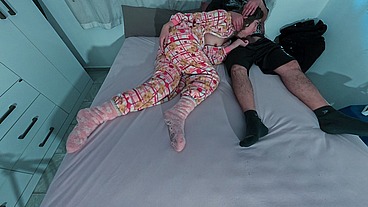 Stepsister sucked his cock until she got all the cum out of it.