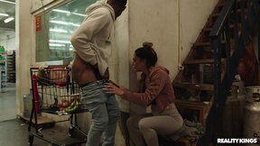 Leila Larocco takes on stranger's fat big black cock at the grocery store