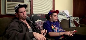 Horny buds stroke their huge cocks