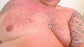 Fat Masculine Huge Bear Caught in the Shower Playing