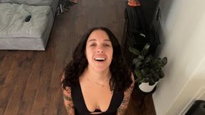Shrunken girlfriend begs Giant boyfriend to cum on her