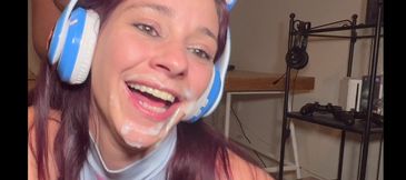 Petite French gamer girl pounded by horny nerd guy standing doggie