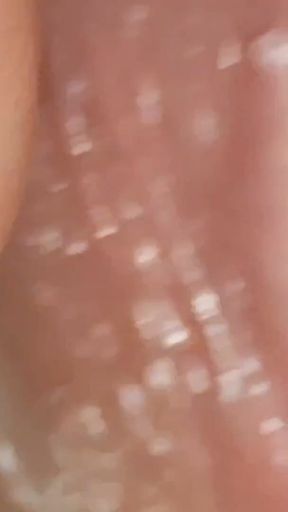 Wide Hole Filled with Pre Cum in Close up