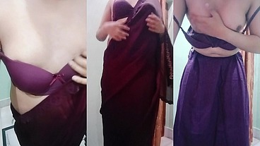 Indian trans woman Gaurisissy fucked in pink saree like a whore