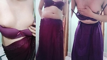 Indian trans woman Gaurisissy fucked in pink saree like a whore