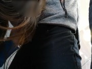 Risky handjob and blowjob in public train