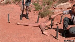 Hitchhiker bound and fucked in desert