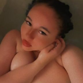 Hot, cute sexy chubby girl takes a warm bath