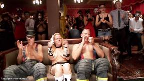 ”Big Breasted sluts ass pumping at bdsm party”