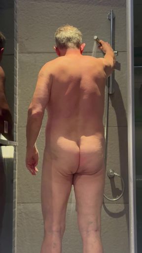 Naked shower after fitness