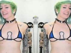 Webcam busty blonde stripped covered by oil anal masturbate