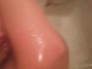 Stroking my wet cock in a bathtub full of water