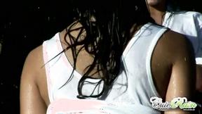 ”Hot lesbos in the swimming pool”