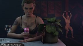 CyberSlut Gags Choked on Finger Before Pussy Eaten to Gushing Ruin