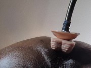 Sex machine fucks me. Huge dildo