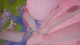 Furry Dragon Threesome Scalie Girls with Teen Guy