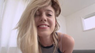 Haley Reed sucking the huge cock of Dylan Snow in POV