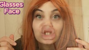 My stepsister has a face-related fetish that involves a transparent sheet of glass: she presses her face—her tongue, nose, and lips—against the glass, flattening her nose like a pig's snout, and then sprays a generous amount of milk onto it. She thor