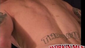 Tatted amateur plays with his shaft & makes it cum hard