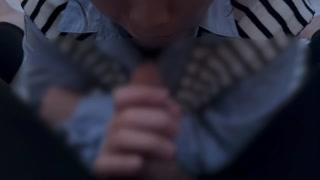 A girl who swallows semen squeezed out solely by blowjob