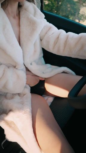 Playing With Her Pussy While On The Freeway