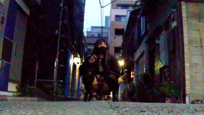 Asian Ladyboy Flashes Dick in Early Morning Pissing Spree