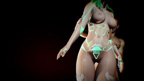 sexy green robotic sex doll fucked in a bdsm sex show