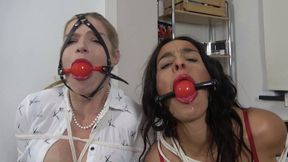 Lottie LaLay and Latina in: Beautiful Bank Workers Got Tied Up And BALLGAGGED As A Part Of Their Training! (4K)