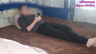 stepsister lay down next to chat and asked for a dick