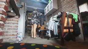 DOWNBLOUSE AND UPSKIRT - NO BRA, NO PANTY - JUST A DRESS