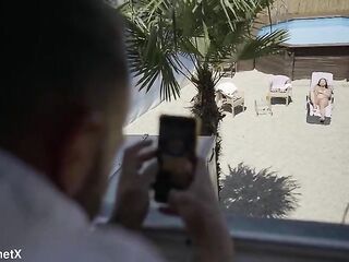 Damn HAWT German mother I'd like to fuck with large, natural melons gets drilled by the neighbour.