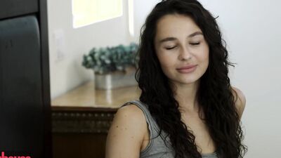 DOG HOUSE - Skinny Brunette Rides Her Stepbrother's Cock On Her Bed Before Getting A Hot Creampie