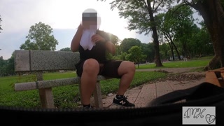 Teaser: After My Run! Hairy Pussy Park Bench Crotchless Flash