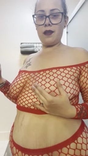 BBW stepmom MILF 420 smoking in fishnets