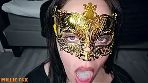 Amateur Milf enjoys a huge load of cum before swallowing it - Millie Fox