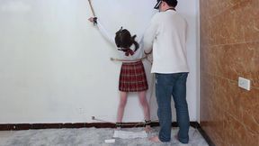 Tie My Girlfriend Wearing a Wig to the Wall and Tickle Her
