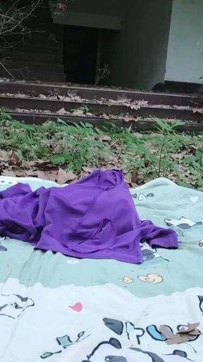 A mischievous Asian boy masturbates, moaning and ejaculating in the atrium garden of an abandoned hotel   Clip 1