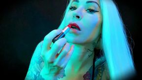 SENSUAL RED LIPS WITH GOLD PIERCINGS - LIPSTICK FETISH, WORSHIP, MAKEUP