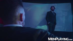 Donato Reyes moans as his bearded lover Scott Carter savors his ass