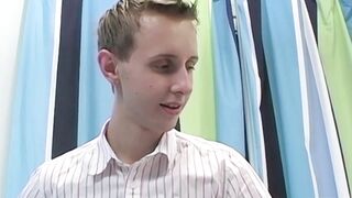 Petite young twink Jacob Rex wanks off after interview