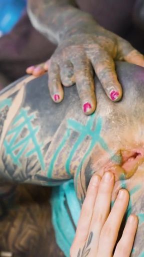 Raw Threesome Anal Destruction with Massive Drill Dildo   Clip 1