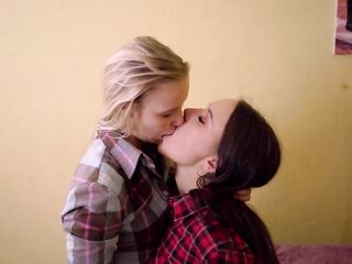 2 teen lesbos in leggings practice dry humping, rubbing and licking every other's twats!