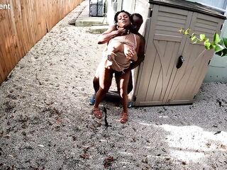 Ebony Pair Got Caught Screwing Outside on Camera