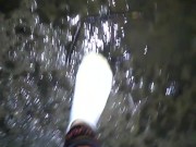 Stepping in puddles with white socks