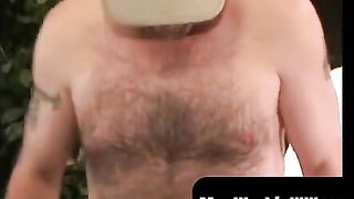 MenWorkinXXX.com - Mature lad with hairy chest and belly pulls his hard dick intensel