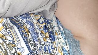 Step mom without panties sitting in bed with step son