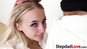 Naughty stepdaughter Sage Rabbit explores her sexuality with her step dad